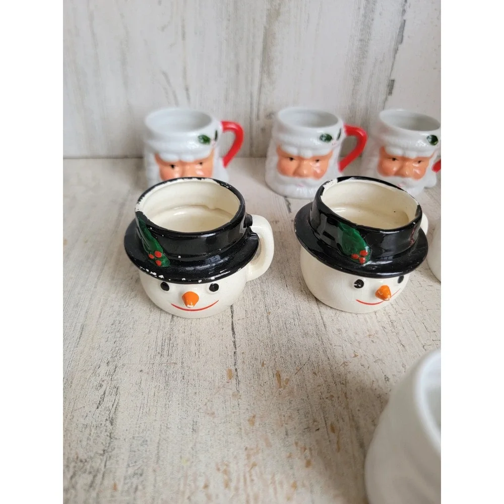 Ceramic Santa Claus mini mug cup snowman Xmas set home kitchen